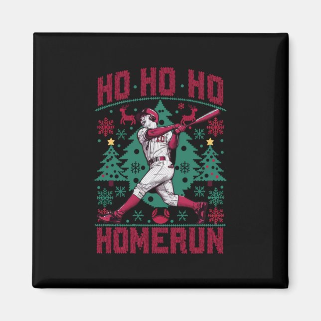 Imán Ju Ho Homerun Navidad de béisbol feo suéter (Frente)