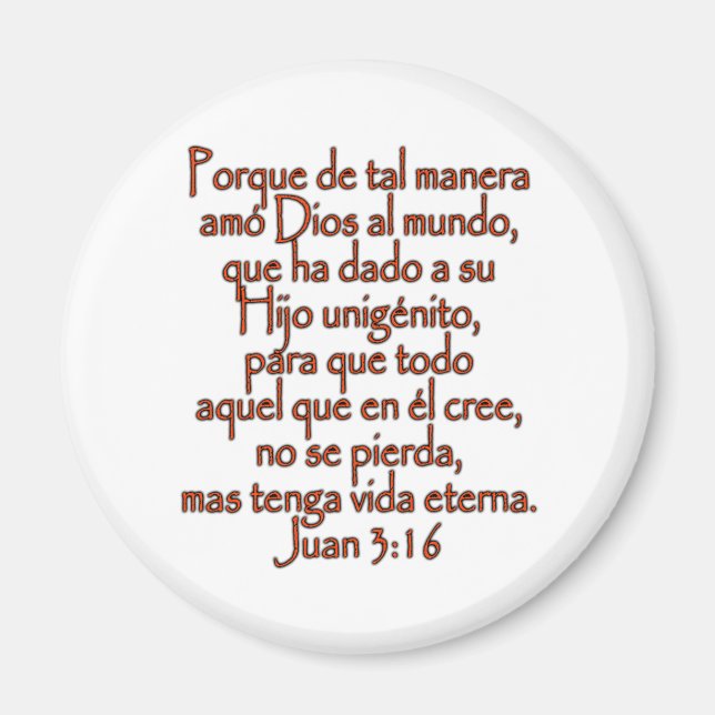Imán Juan 3:16 Español (Frente)