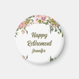 Imán Jubilación Feliz Rústica Boho Floral Verde Rosa