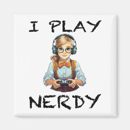 Imán Juego al chica de los jugadores nerds
