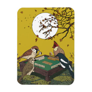 Imán Juego de pájaros jugando Mahjong