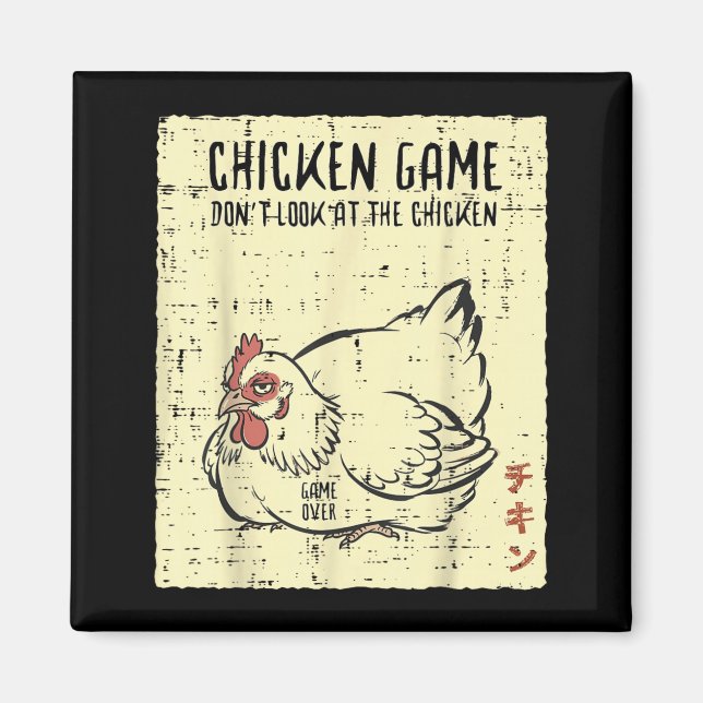 Imán Juego de pollo No mire Juego terminado Dicho diver (Frente)