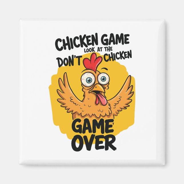 Imán Juego de pollo No mires el meme de pollo gracioso (Frente)