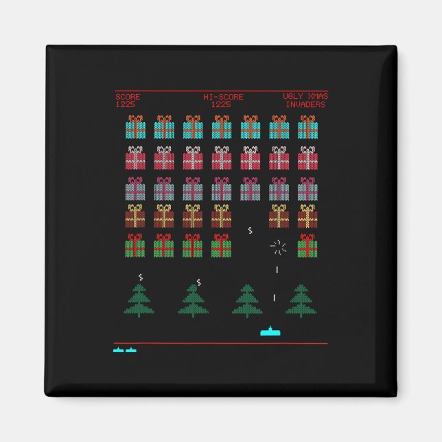 Imán Juego de vídeo retro estilo navidad (Frente)