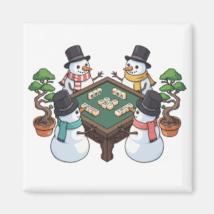 Imán Juego divertido de Mahjong Navidad muñecos de niev