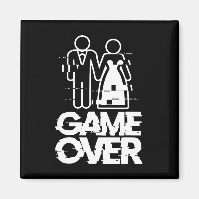 Imán Juego sobre Glitch Bride Groom Funny Boda (Frente)