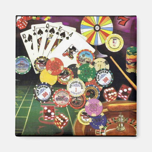 Imán Juegos de Casino - Poker, Craps, Ruleta (Frente)