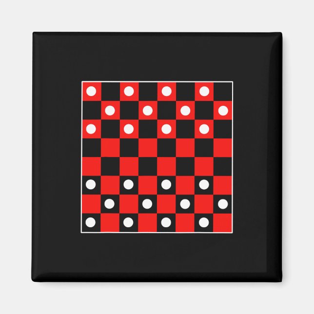 Imán Juegos de tablero de cheques de tablero negro y ro (Frente)