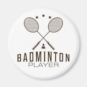 Imán Jugador Badminton con raquetas Minimalistas