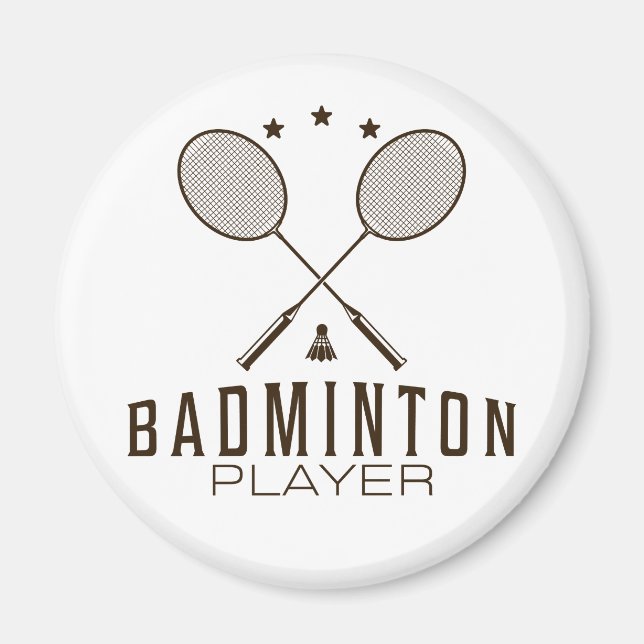 Imán Jugador Badminton con raquetas Minimalistas (Frente)