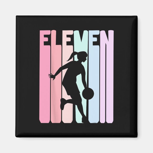 Imán Jugador Bysketbyll Retro de Cumpleaños de 11 años (Frente)