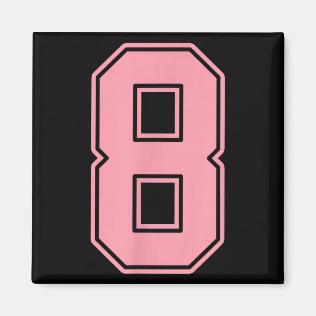 Imán Jugador con Jersey Número 8 Rosa Uniforme #8  (Frente)