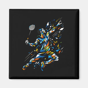 Imán Jugador de bádminton de arte poligonal Lanzadera B