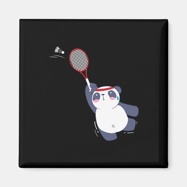 Imán Jugador de Badminton de Panda Bear (Frente)