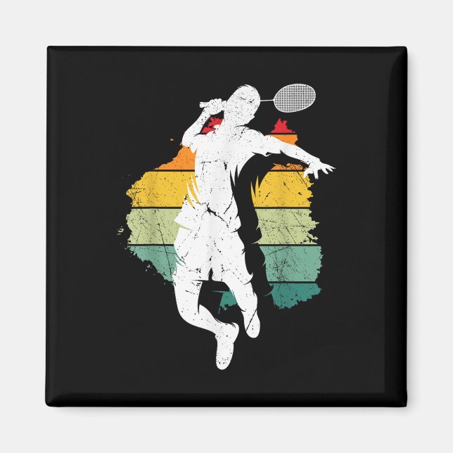 Imán Jugador de bádminton Retro Equipo de bádminton Vol (Frente)