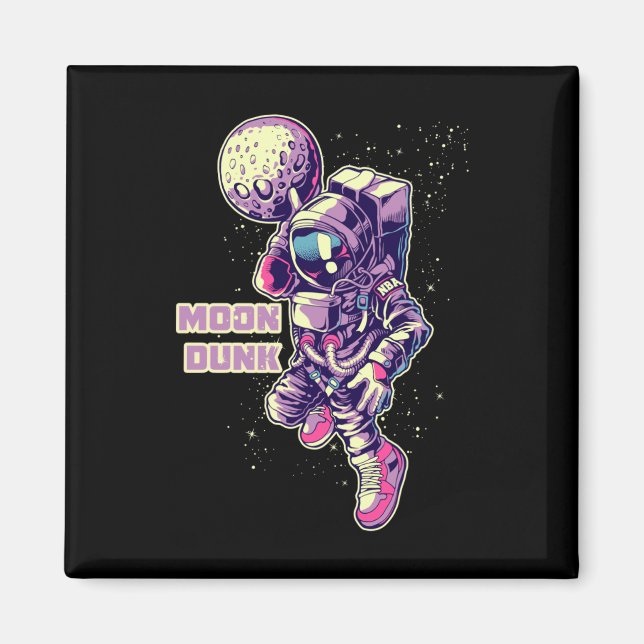 Imán Jugador de baloncesto Dunking Moon del Astronauta  (Frente)