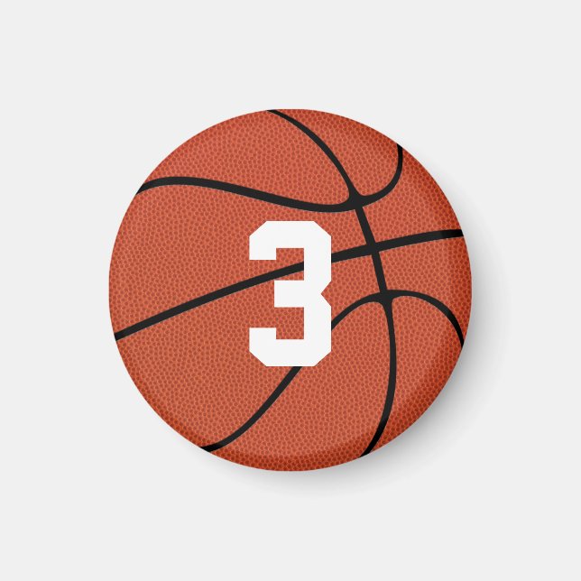 Imán Jugador de baloncesto número/letra minúscula ronda (Frente)