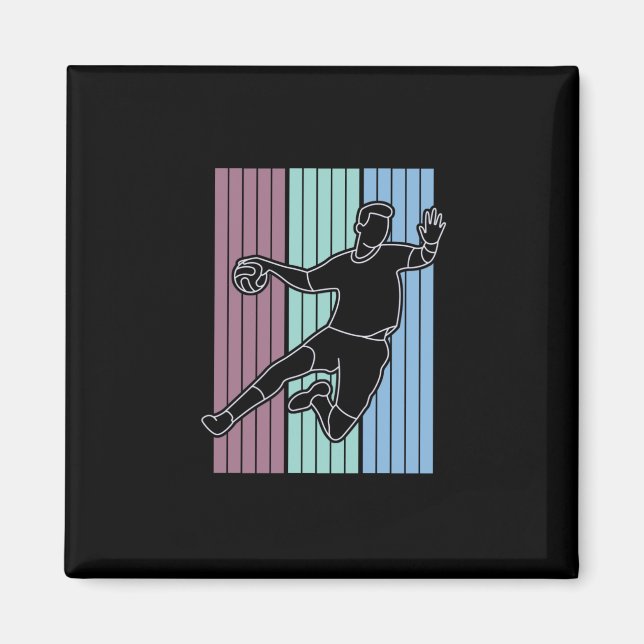 Imán Jugador de Balonmano Retro (Frente)