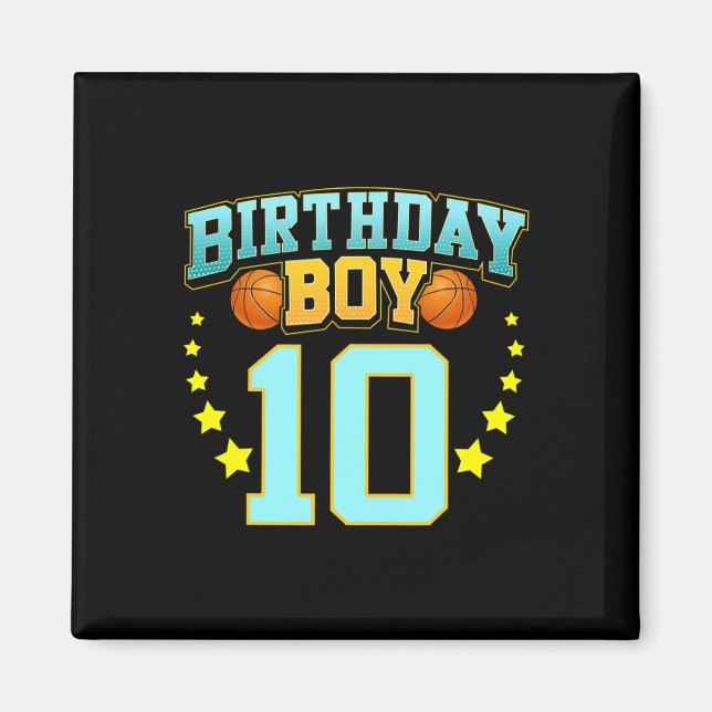Imán Jugador de básquetbol de 10 años décimo cumpleaños (Frente)