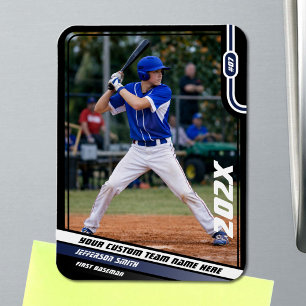 Imán Jugador de béisbol azul personalizado