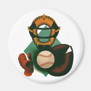 Imán Jugador de béisbol deportivo vintage, catcher con