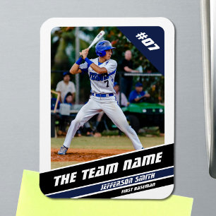 Imán Jugador de béisbol personalizable blanco azul