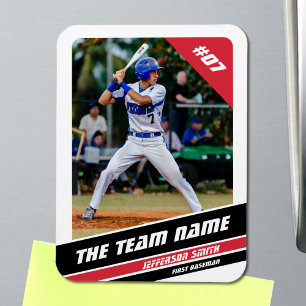 Imán Jugador de béisbol personalizable blanco rojo