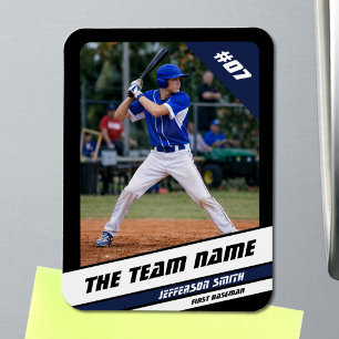 Imán Jugador de béisbol personalizable negro azul