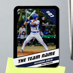 Imán Jugador de béisbol personalizable negro azul