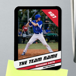 Imán Jugador de béisbol personalizable negro rojo