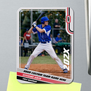 Imán Jugador de béisbol personalizado rojo