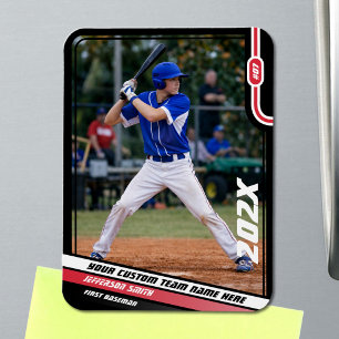 Imán Jugador de béisbol personalizado rojo