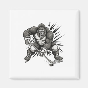 Imán Jugador de Bigfoot jugando hockey divertido Sasqua