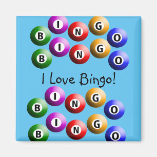 Imán Jugador de Bingo "I Love Bingo" Magnet azul
