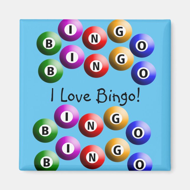 Imán Jugador de Bingo "I Love Bingo" Magnet azul (Frente)