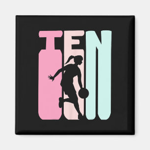 Imán Jugador de Bsketbyll Retro de Cumpleaños de 10 año