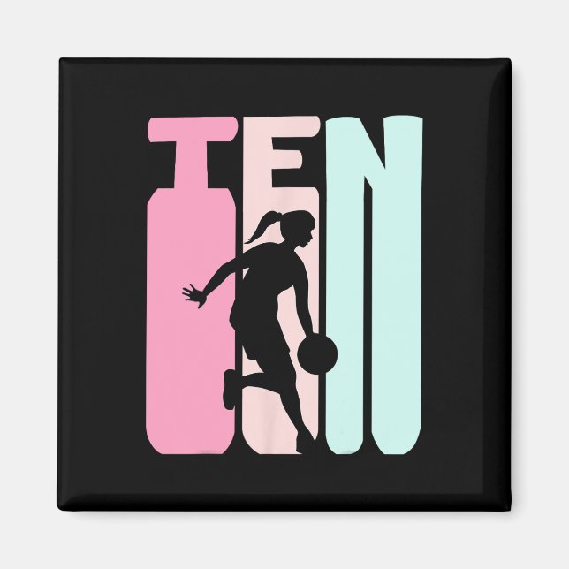 Imán Jugador de Bsketbyll Retro de Cumpleaños de 10 año (Frente)