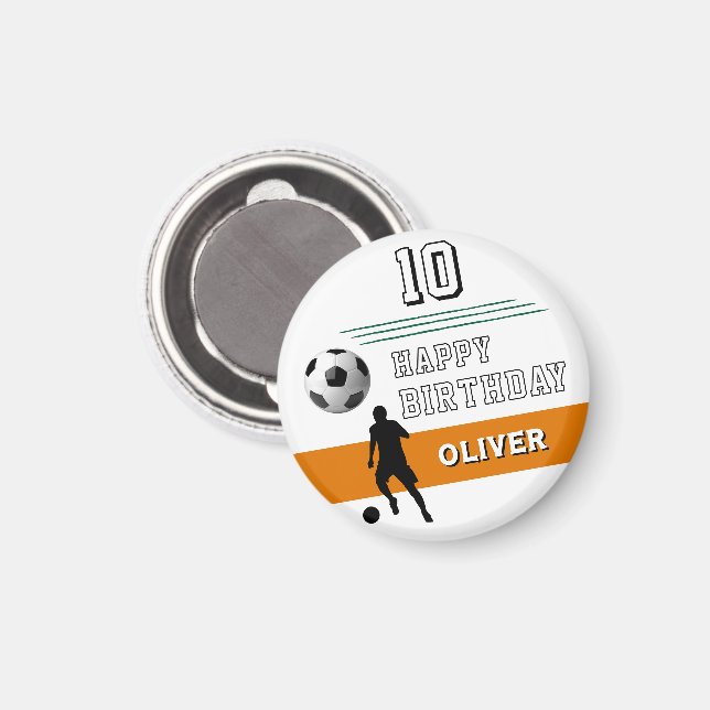 Imán Jugador de fútbol moderno Silhouette Feliz cumplea (Anverso/Reverso)