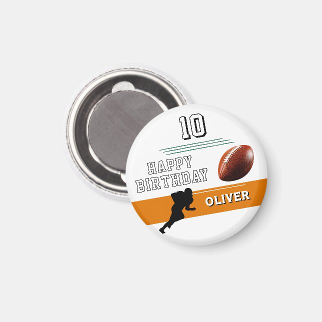 Imán Jugador de fútbol moderno Silhouette Feliz cumplea (Anverso/Reverso)