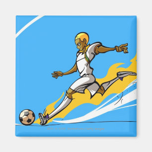 Imán Jugador de fútbol que golpea un balón de fútbol