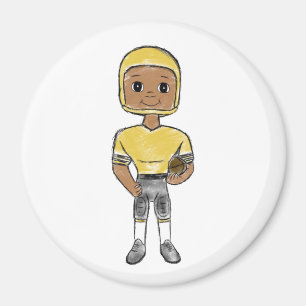 Imán jugador de fútbol retro vintage negro amarillo sim