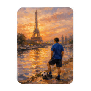 Imán Jugador de fútbol solitario cerca de La Seine