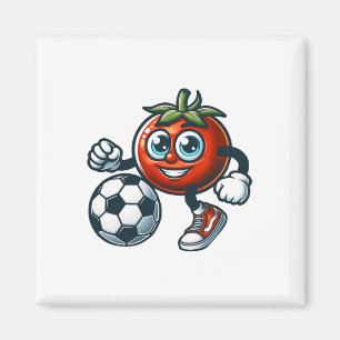 Imán Jugador de Fútbol Tomate Dibujo Animado Lindo Con