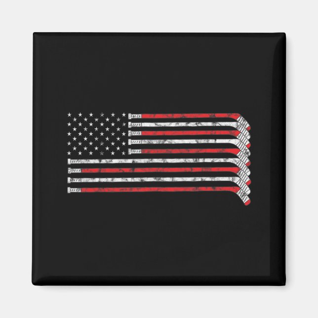 Imán Jugador de hockey con bandera de EE.UU. (Frente)