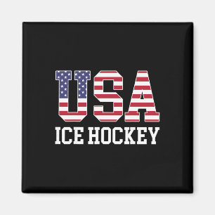 Imán Jugador de hockey con bandera de EE. UU. - Hockey