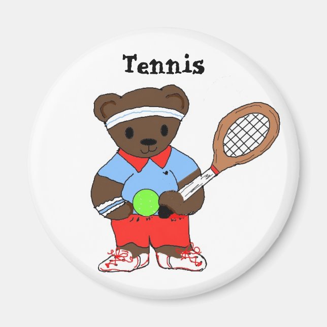Imán Jugador de tenis de Teddybear (Frente)