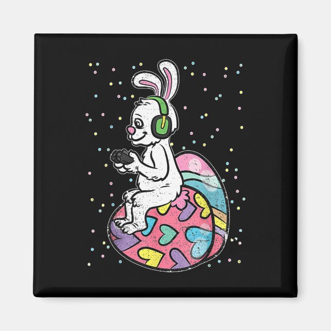 Imán Jugador De Videojuego De Conejo De Semana Santa Co (Frente)