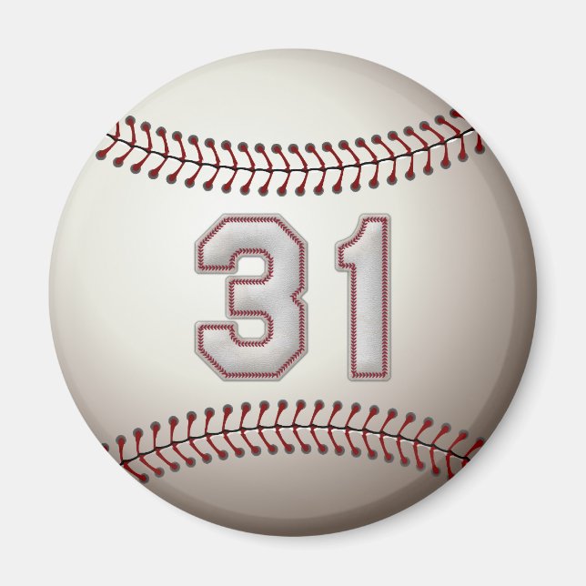 Imán Jugador número 31 - Guay Béisbol Stitches (Frente)