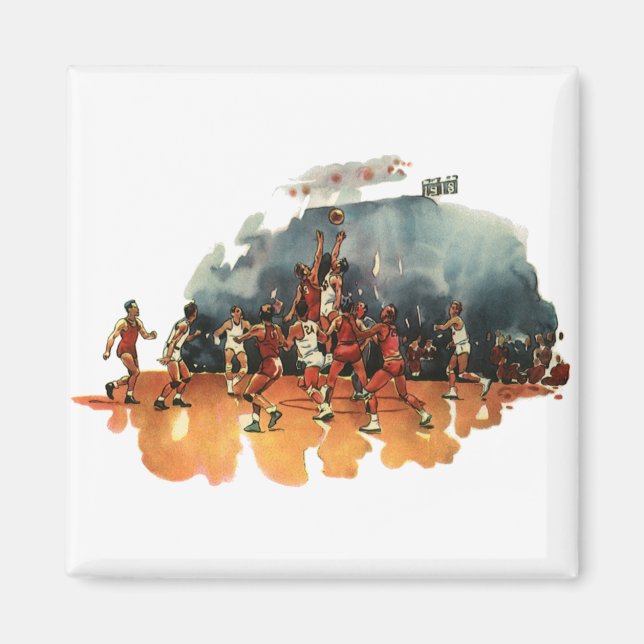 Imán Jugadores De Baloncesto Deportivo Vintage (Frente)