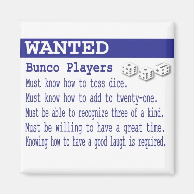 Imán jugadores de bunco buscados (Frente)